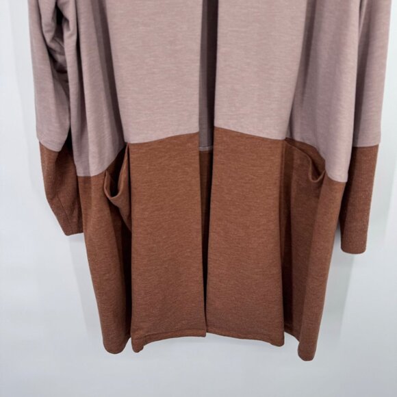 LOGO Lounge Color Block Open Front knit Cardigan Pockets size 2x - Picture 2 of 12